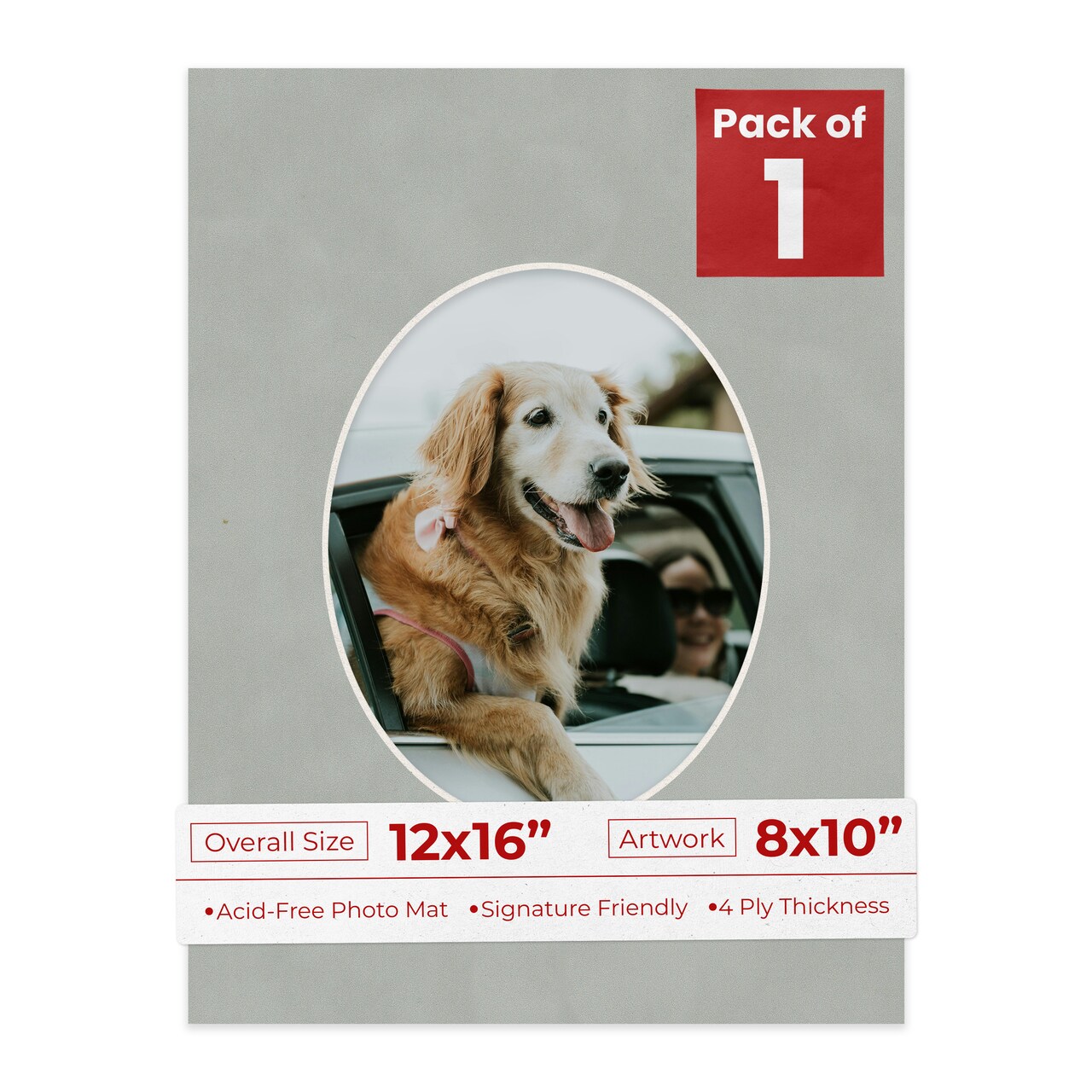 Light Grey Suede Mat Board for 12x16 Frames - Oval Opening for 8x10 Photos